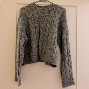 Abercrombie & Fitch Heather Gray Cable Knit Sweater